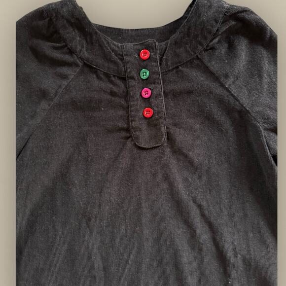 Girls Black Corduroy Dress Size XS 5 Long Sleeve Scallop Hem Christmas Holiday - Picture 3 of 4